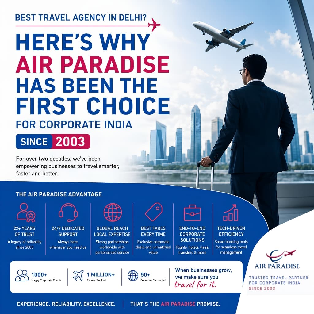 Best Travel Agency in Delhi? Here's Why Air Paradise Has Been the First Choice for Corporate India Since 2003